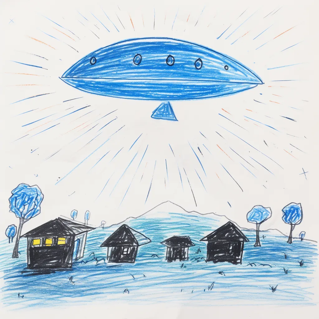 Kwames Zeichnung zeigt das UFO.